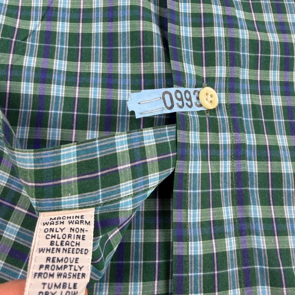 Ralph Lauren Blake Shirt Mens M‎ Green Blue Plaid Short Sleeve Cotton Pony EUC